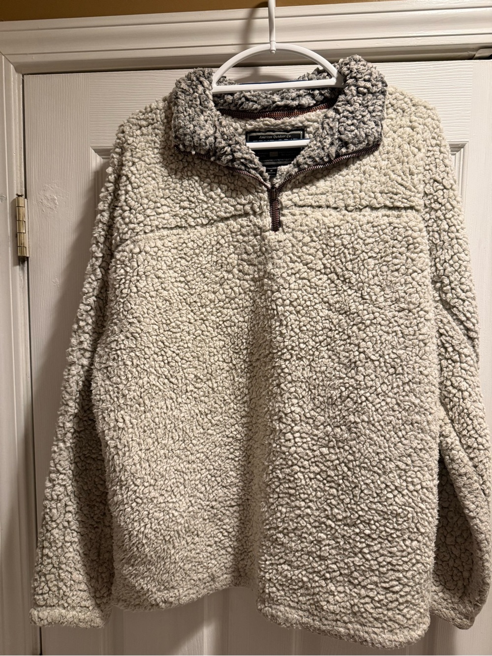 True Grit Men's Cream Sherpa Zip-Up Pullover